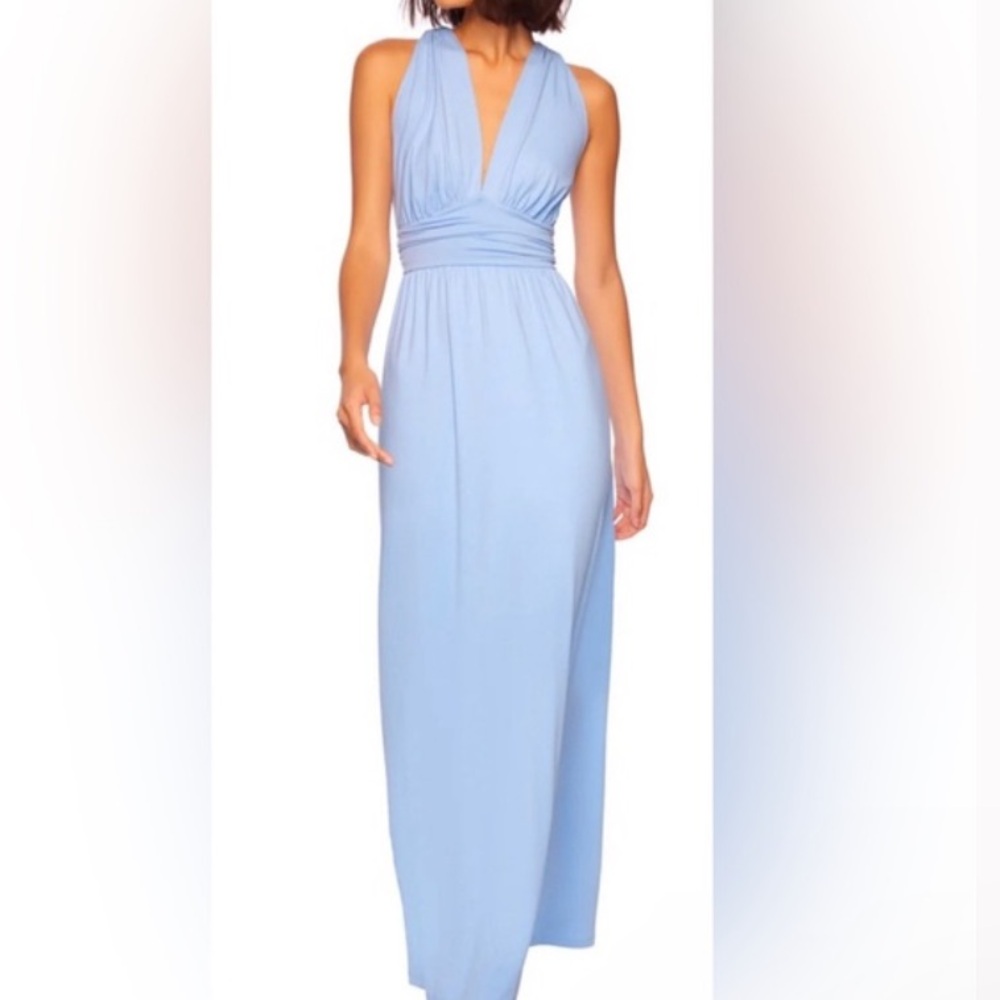 Elegant Blue Halter Maxi Dress